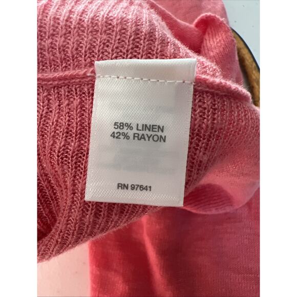 J Jill Womens medium Pink 3/4 Sleeve Linen Bld Airy Knit Lagenlook Boat neck - Picture 8 of 10